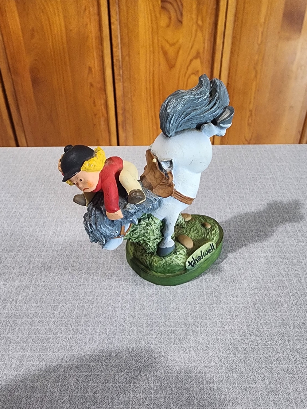 Norman Thelwell White and Gray Pony Figurine with Child Accent
